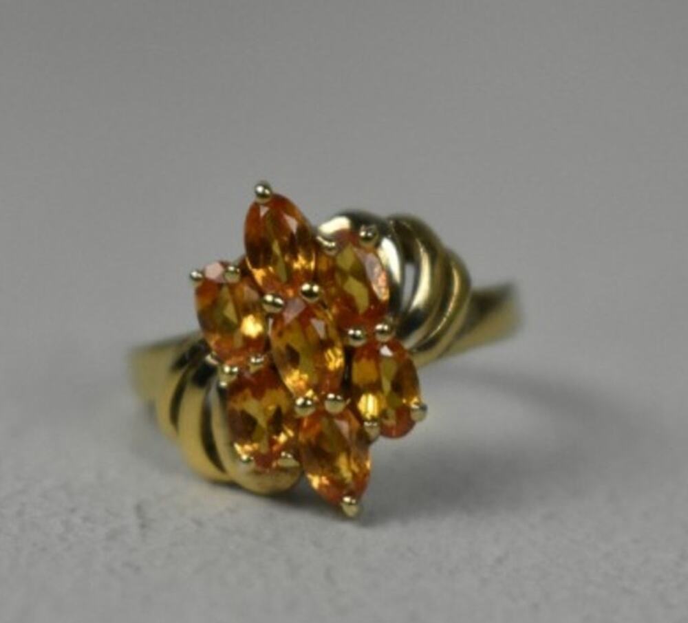 925 Sterling Silver Gold Plated Heliodor Ring Size 6.75